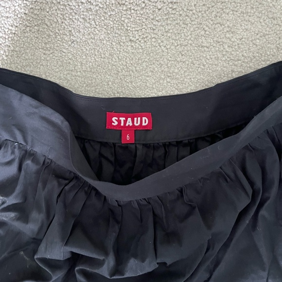 STAUD Black A-Line Midi Skirt for Work - Picture 2 of 3